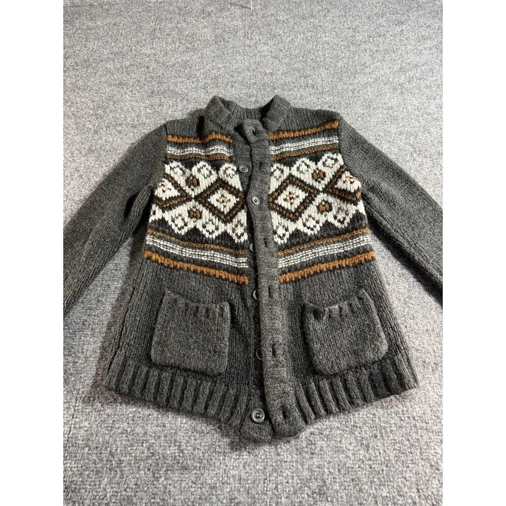 Gymboree Boy Fair Isle Cardigan Sweater – Gray – Size 10–12 –Button Front-Winter